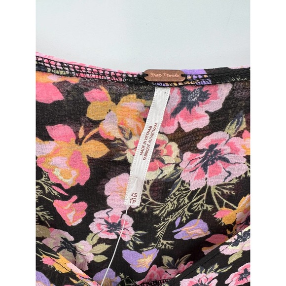 Free People Women's Maybel Blouse Size XS in Black Floral Print - Picture 5 of 6